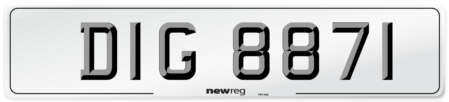 DIG 8871 Number Plate from New Reg